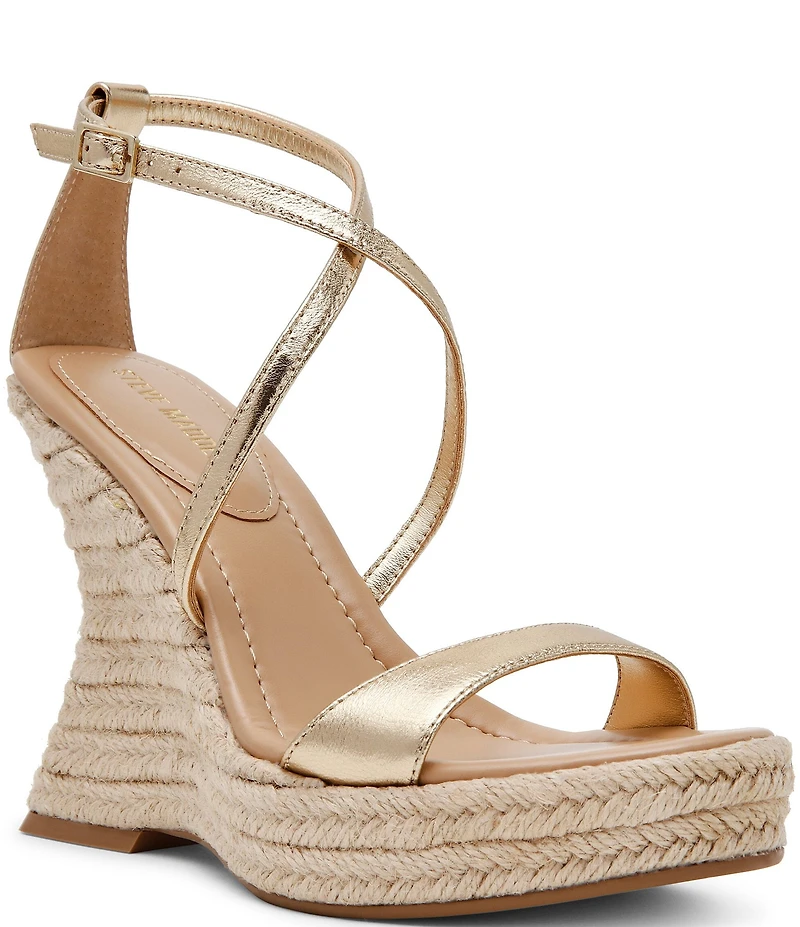 Steve Madden Caliana Nappa Leather Sculpted Wedge Espadrille Sandals