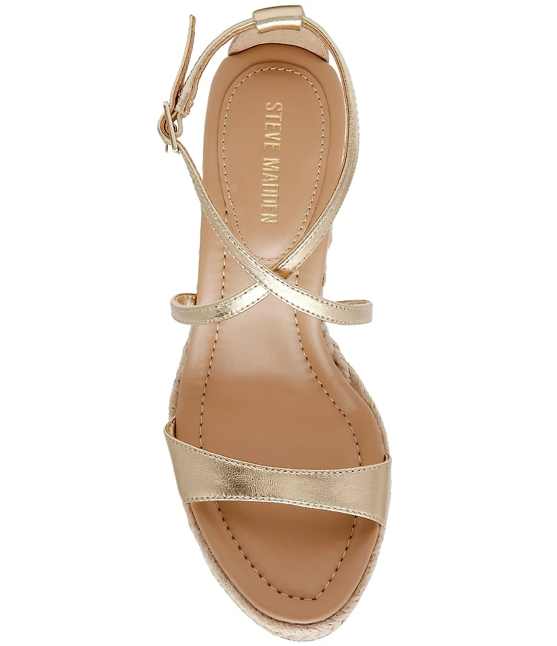 Steve Madden Caliana Nappa Leather Sculpted Wedge Espadrille Sandals