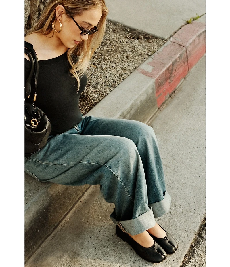 Steve Madden Calico Leather Split Toe Ballet Flats