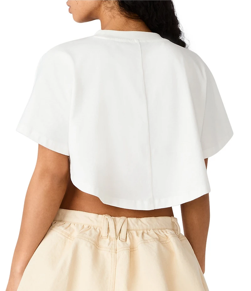 Steve Madden Callum Crew Neck Short Sleeve Cropped Cape Style Tee
