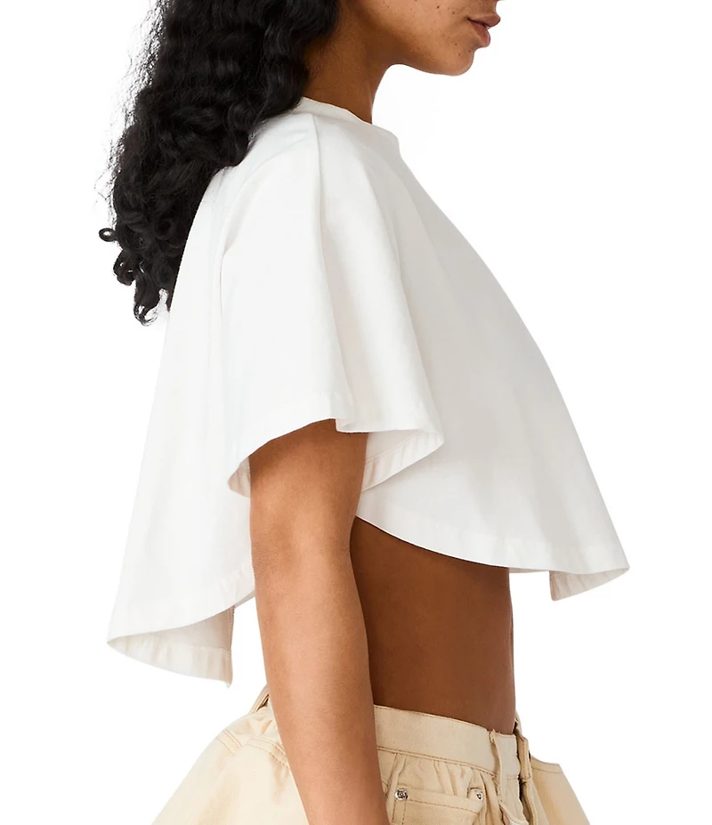 Steve Madden Callum Crew Neck Short Sleeve Cropped Cape Style Tee