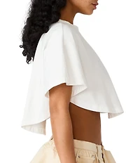 Steve Madden Callum Crew Neck Short Sleeve Cropped Cape Style Tee