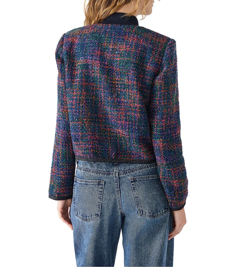 Steve Madden Carlene Wool Blend Collared Long Sleeve Tweed Jacket