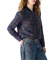 Steve Madden Carlene Wool Blend Collared Long Sleeve Tweed Jacket