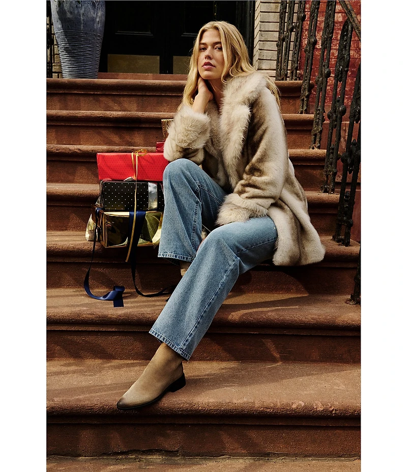 Steve Madden Carmelina Faux Fur Collar Long Sleeve Mid Length Coat