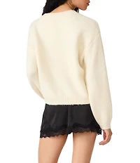 Steve Madden Carmen Round Neck Long Bell Sleeve Sweater