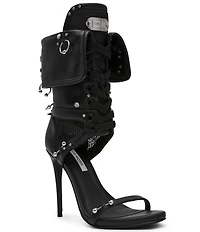 Steve Madden Casella Stud and Piercing Hardware Fold Over Stiletto Sport Dress Sandals