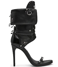 Steve Madden Casella Stud and Piercing Hardware Fold Over Stiletto Sport Dress Sandals