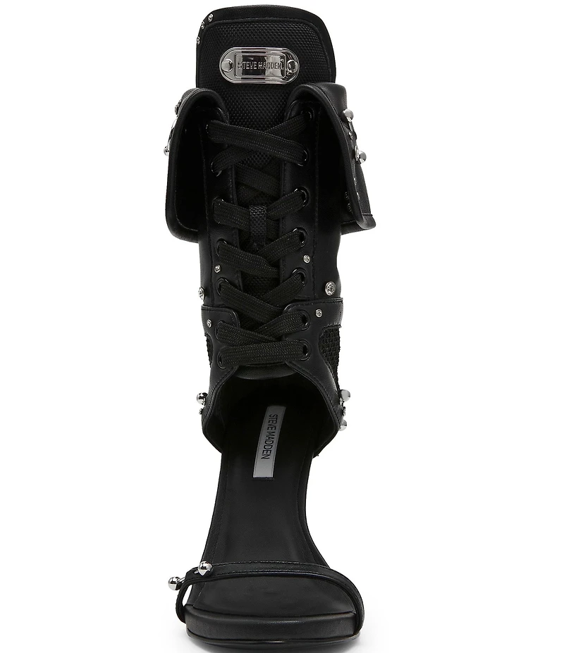 Steve Madden Casella Stud and Piercing Hardware Fold Over Stiletto Sport Dress Sandals