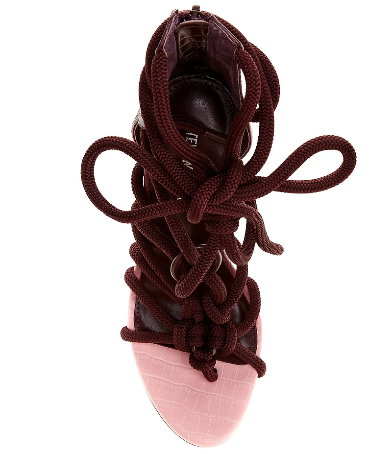 Steve Madden Catnyss Ombre Rope Knot Ankle Wrap Stiletto Dress Sandals