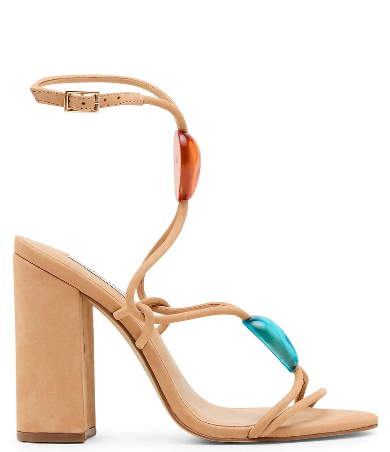 Steve Madden Cato Leather Resin Ornaments Block Heel Sandals
