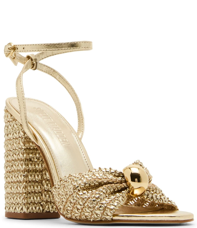 Steve Madden Cheyla Woven Ornamented Block Heel Dress Sandals