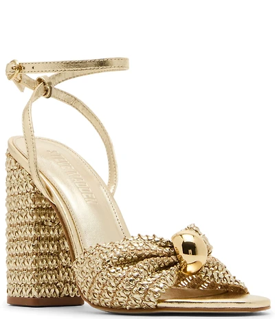 Steve Madden Cheyla Woven Ornamented Block Heel Dress Sandals