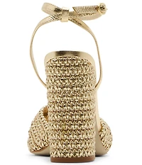 Steve Madden Cheyla Woven Ornamented Block Heel Dress Sandals