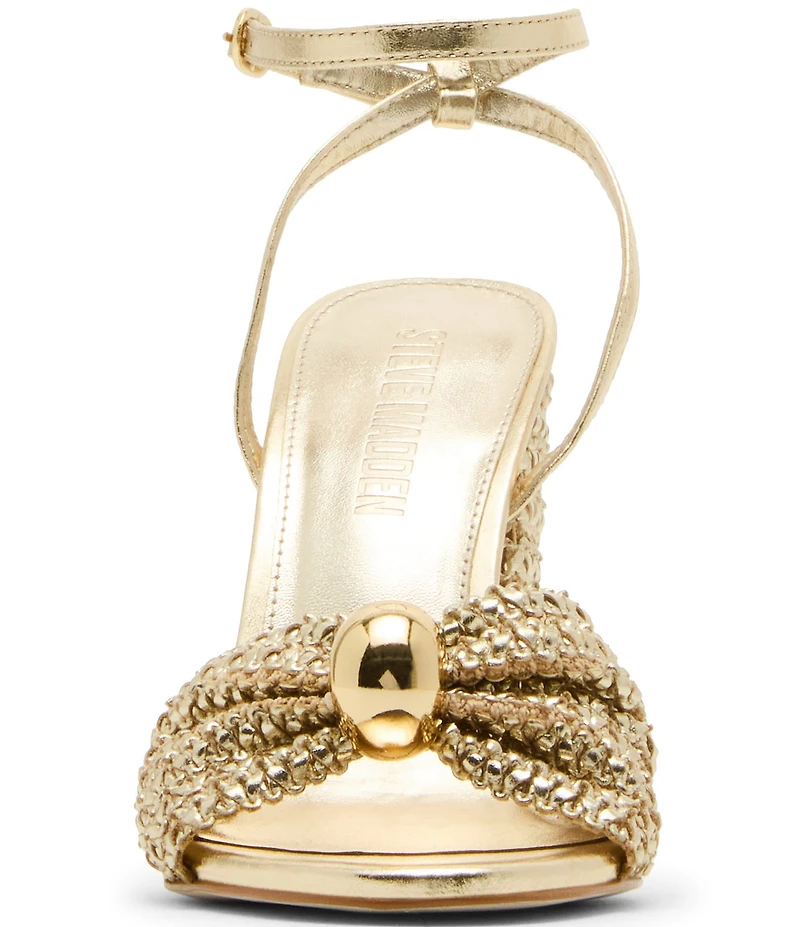 Steve Madden Cheyla Woven Ornamented Block Heel Dress Sandals