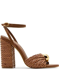 Steve Madden Cheyla Nappa Leather Ornamented Block Heel Dress Sandals