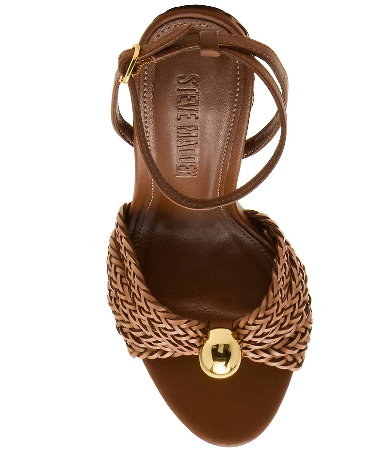 Steve Madden Cheyla Nappa Leather Ornamented Block Heel Dress Sandals