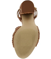 Steve Madden Cheyla Nappa Leather Ornamented Block Heel Dress Sandals