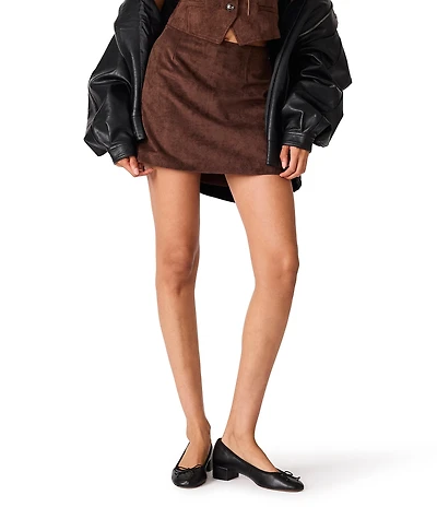 Steve Madden Cindi Faux Suede Built In Short Mini Skirt