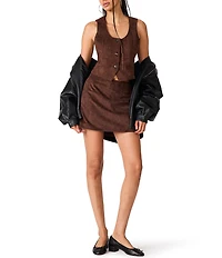 Steve Madden Cindi Faux Suede Built In Short Mini Skirt