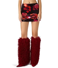 Steve Madden Cindi Floral Print Mini Stretch Velvet Bodycon Mini Skirt