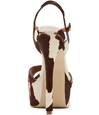 Steve Madden Cologne Cow Print Calf Hair Platform Dress Sandals