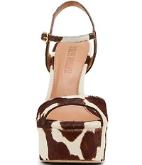 Steve Madden Cologne Cow Print Calf Hair Platform Dress Sandals