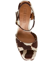 Steve Madden Cologne Cow Print Calf Hair Platform Dress Sandals