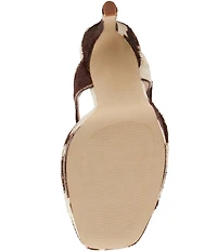 Steve Madden Cologne Cow Print Calf Hair Platform Dress Sandals