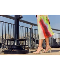 Steve Madden Cova Abstract Print Ruffle Sleeve A-Line Midi Dress