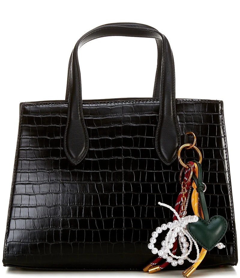 Steve Madden Crocodile Embossed Multi Charm Tote Bag