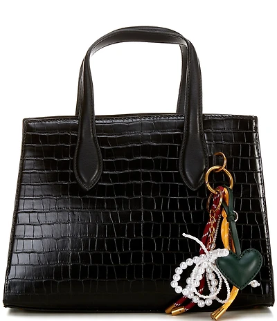 Steve Madden Crocodile Embossed Multi Charm Tote Bag