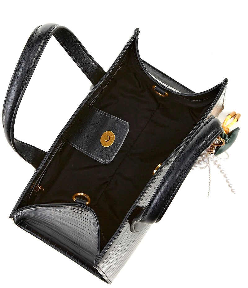 Steve Madden Crocodile Embossed Multi Charm Tote Bag