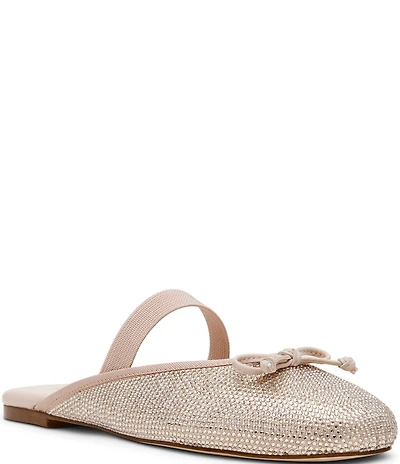 Steve Madden Cutesy Rhinestone Embellished Bow Detail Mary Jane Ballet Mules
