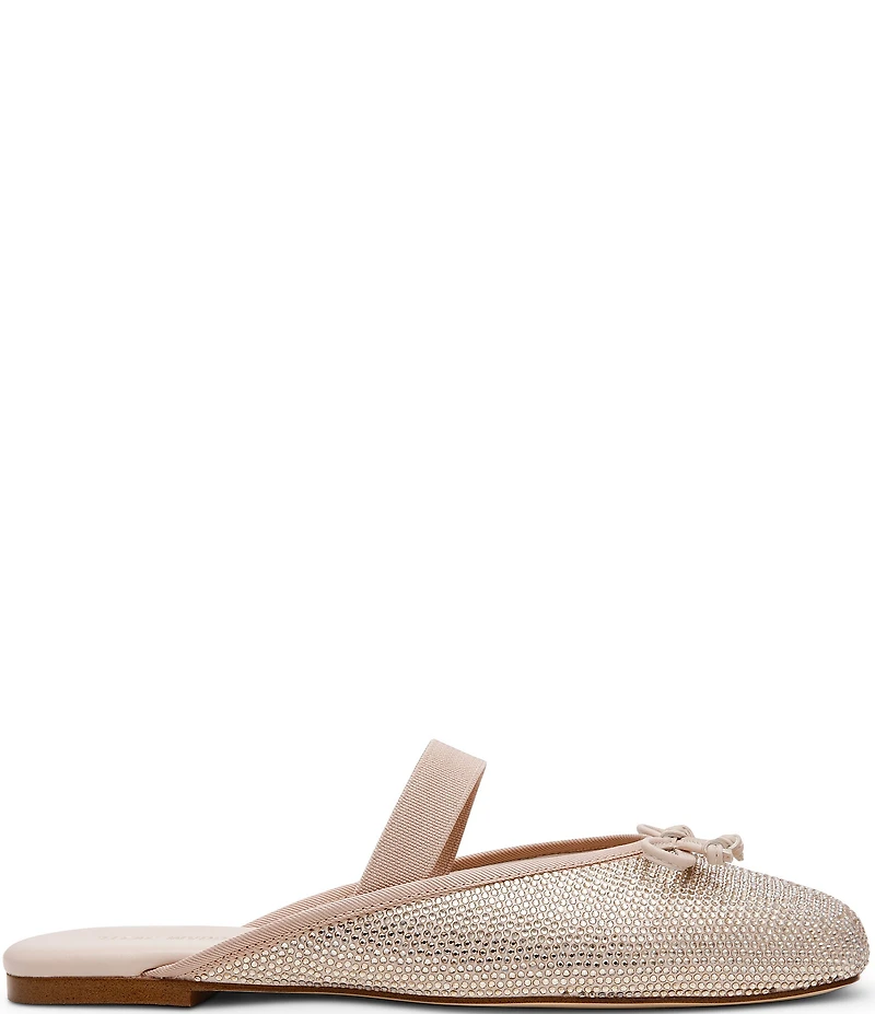 Steve Madden Cutesy Rhinestone Embellished Bow Detail Mary Jane Ballet Mules
