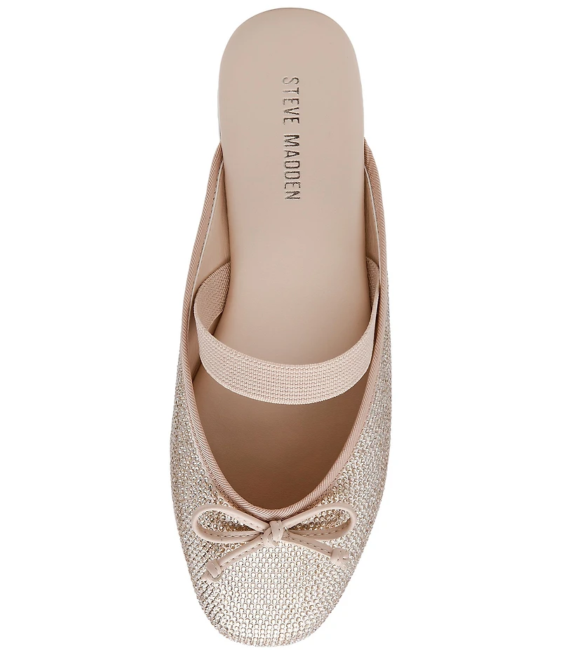 Steve Madden Cutesy Rhinestone Embellished Bow Detail Mary Jane Ballet Mules