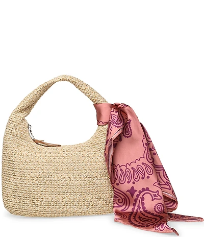 Steve Madden Daena Straw Hobo Bag With Scarf