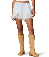 Steve Madden Daisee Pull-On Lace Hem Satin Jacquard Dot Shorts