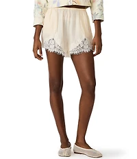 Steve Madden Daisee Pull-On Lace Hem Satin Jacquard Dot Shorts