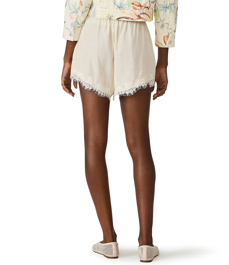 Steve Madden Daisee Pull-On Lace Hem Satin Jacquard Dot Shorts