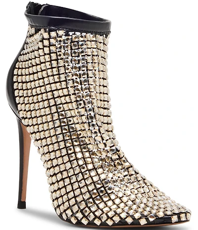Steve Madden Dancin Mesh Rhinestone Stiletto Dress Booties