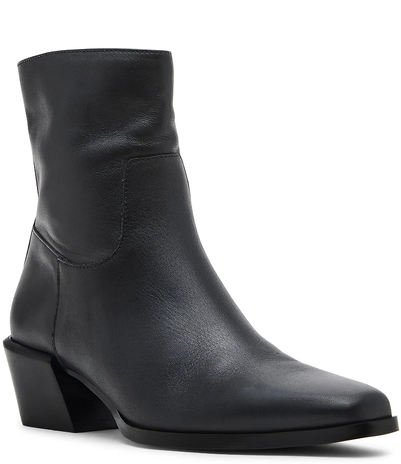 Steve Madden Daney Leather Block Heel Ankle Booties