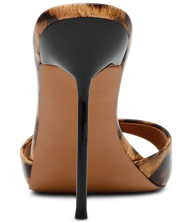 Steve Madden Davina Patent Leopard Print Stiletto Dress Slide Sandals