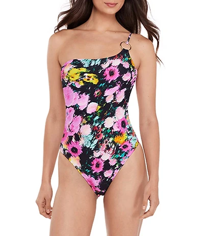 Steve Madden Dazey Fields One Shoulder High Cut Leg One Piece Swimsuit