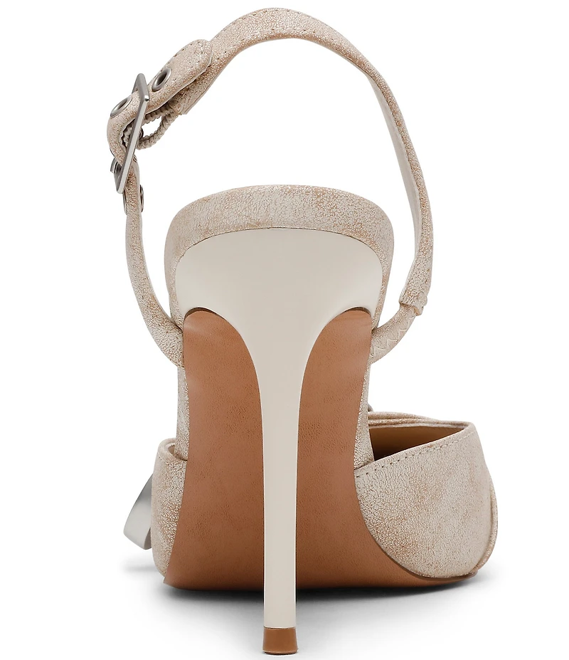 Steve Madden Delilah Distressed Leather Western Buckle Hardware Slingback Pumps