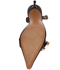 Steve Madden Delilah Distressed Leather Western Buckle Hardware Slingback Pumps