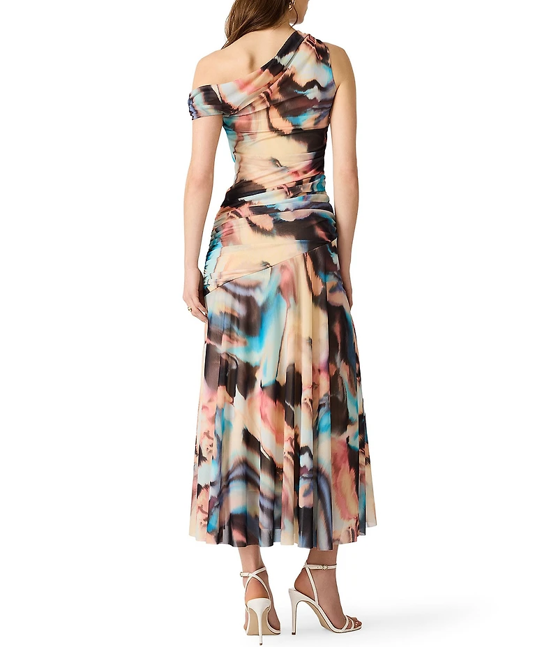 Steve Madden Deni One Shoulder Printed Mesh Dress