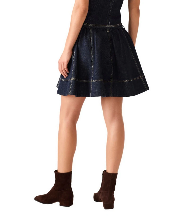 Steve Madden Denim Pleated Mini Circle Skirt