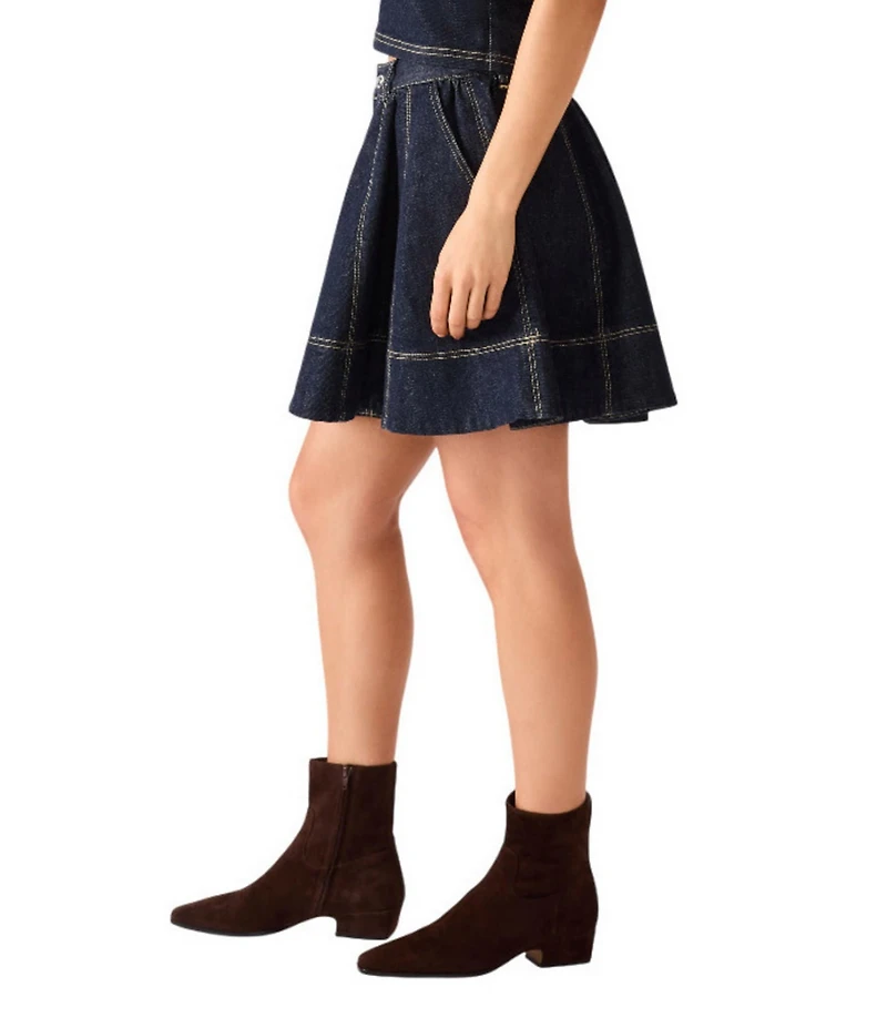 Steve Madden Denim Pleated Mini Circle Skirt