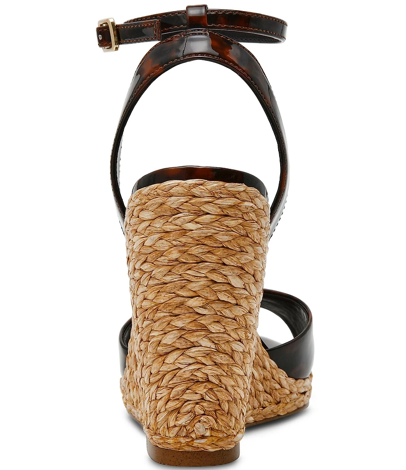 Steve Madden Devin Patent Tortoise Print Espadrille Wedge Sandals